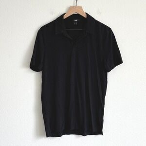 PAIGE Polo Shirt‎ Small Black Minimalist Luxury Knit Short Sleeve Stretch Cotton